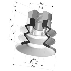 Ventosa 2.5 Soffietti Serie 96B Ø 25MM