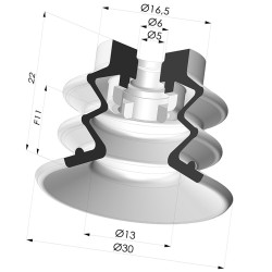 Ventosa 2.5 Soffietti Serie 96B Ø 30MM