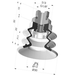 Ventosa 2.5 Soffietti Serie 96B Ø 30MM