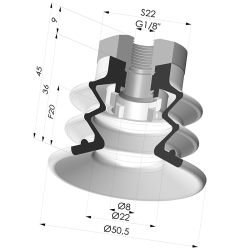 Ventosa 2.5 Soffietti Serie 96B Ø 50MM