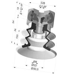 Ventosa 2.5 Soffietti Serie 96B Ø 50MM