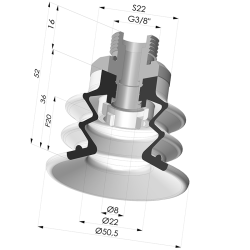 Ventosa 2.5 Soffietti Serie 96B Ø 50MM
