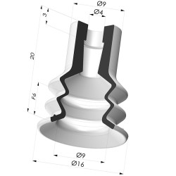 Ventosa 2.5 Soffietti Serie 96C Ø 16MM