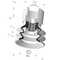 Ventosa 2.5 Soffietti Serie 96C Ø 20MM