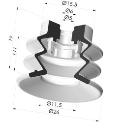 Ventosa 2.5 Soffietti Serie 96C Ø 25MM