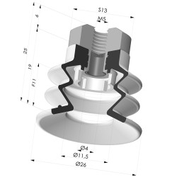 Ventosa 2.5 Soffietti Serie 96C Ø 25MM
