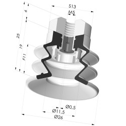 Ventosa 2.5 Soffietti Serie 96C Ø 25MM