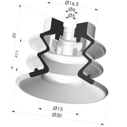 Ventosa 2.5 Soffietti Serie 96C Ø 30MM