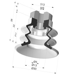 Ventosa 2.5 Soffietti Serie 96C Ø 30MM