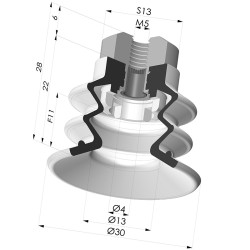 Ventosa 2.5 Soffietti Serie 96C Ø 30MM