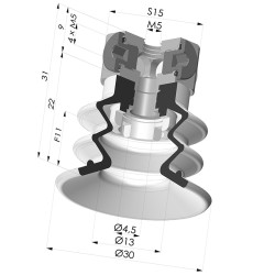 Ventosa 2.5 Soffietti Serie 96C Ø 30MM