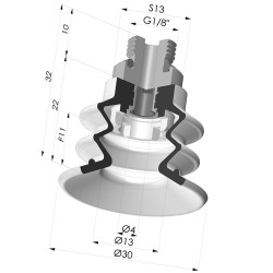 Ventosa 2.5 Soffietti Serie 96C Ø 30MM