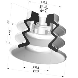 Ventosa 2.5 Soffietti Serie 96C Ø 40MM
