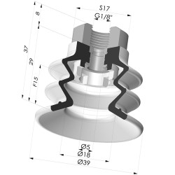 Ventosa 2.5 Soffietti Serie 96C Ø 40MM