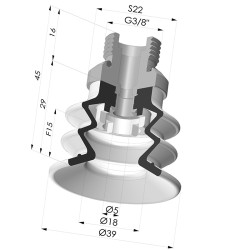 Ventosa 2.5 Soffietti Serie 96C Ø 40MM