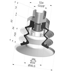 Ventosa 2.5 Soffietti Serie 96C Ø 50MM