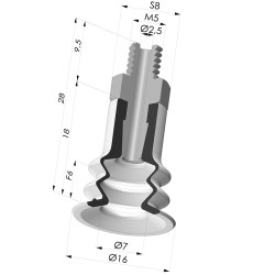 Ventosa 2.5 Soffietti Serie 96 Ø 15MM