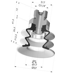 Ventosa 2.5 Soffietti Serie 96 Ø 35MM