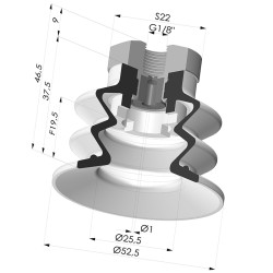 Ventosa 2.5 Soffietti Serie 96 Ø 52MM