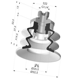Ventosa 2.5 Soffietti Serie 96 Ø 52MM