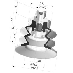 Ventosa 2.5 Soffietti Serie 96 Ø 52MM