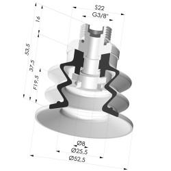 Ventosa 2.5 Soffietti Serie 96 Ø 52MM