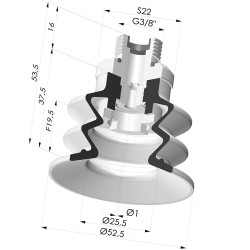 Ventosa 2.5 Soffietti Serie 96 Ø 52MM