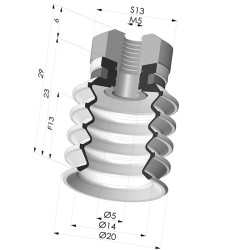 Ventosa 4.5 Soffietti Serie 92 Ø 20MM