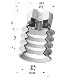 Ventosa 4.5 Soffietti Serie 92 Ø 20MM