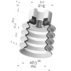 Ventosa 4.5 Soffietti Serie 92 Ø 30MM