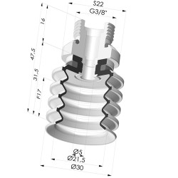 Ventosa 4.5 Soffietti Serie 92 Ø 30MM