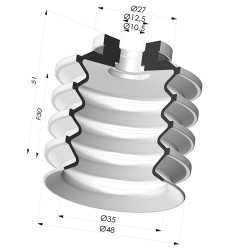 Ventosa 4.5 Soffietti Serie 92 Ø 50MM