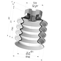 Ventosa 4.5 Soffietti Serie 92 Ø 50MM