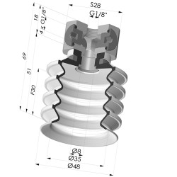 Ventosa 4.5 Soffietti Serie 92 Ø 50MM