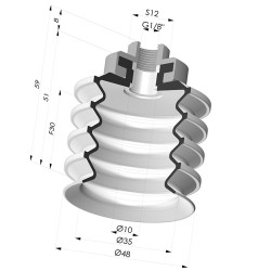 Ventosa 4.5 Soffietti Serie 92 Ø 50MM