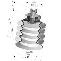 Ventosa 4.5 Soffietti Serie 92 Ø 50MM