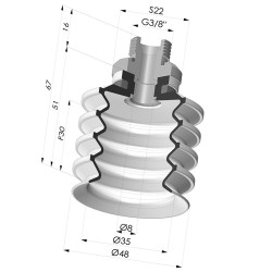 Ventosa 4.5 Soffietti Serie 92 Ø 50MM