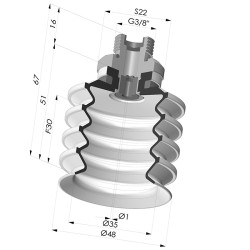 Ventosa 4.5 Soffietti Serie 92 Ø 50MM