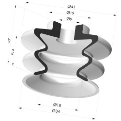 Ventosa 2.5 Soffietti Serie 370s Ø35MM