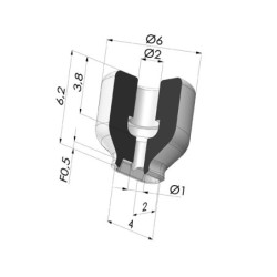 Ventosa Ovale Serie PFG 4x2 mm