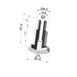 Vite M6 - ØTesta 14MM - L 20.5MM