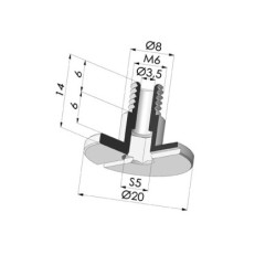 Vite M6 - ØTesta 20MM - L 14MM