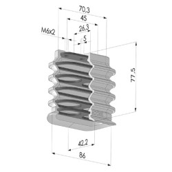 Ventosa Ovale  4.5 Soffietti Serie 4BO 86x42MM - Rinf