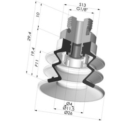 Ventosa 2.5 Soffietti Serie 96C Ø 25MM