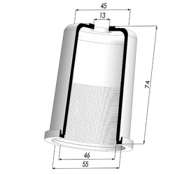 Membrana - Øest 55MM - Øint 46MM - H 74MM