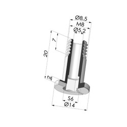 Vite M8 - ØTesta 14MM - L 20MM