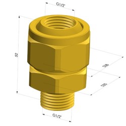 Snodo sferico Serie RO - Maschio G1/2" - Femmina G1/2"