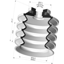 Ventosa 4.5 Soffietti Serie 92 Ø 48.3MM pIù rigida per imbottigliamento