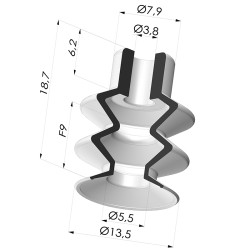 Ventosa 2.5 Soffietti Serie 8 Ø 13.5MM