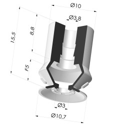 Ventosa 1.5 Soffietti Serie 8 Ø 10.7MM